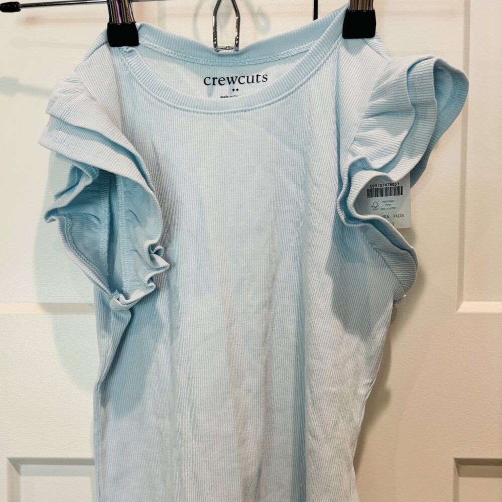 NWT - Crewcuts Girls Light Blue Ruffle Sleeve Top – Size L (10/11)